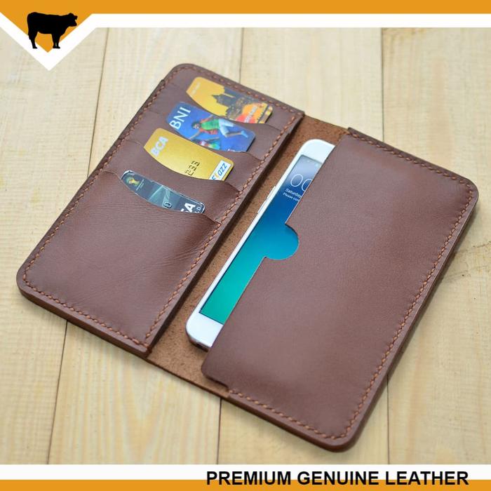 Dompet panjang pria wanita kulit sapi asli handmade sleeve iphone 6 6s