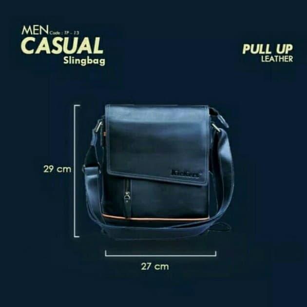 Tas Selempang Pria Kulit Asli Kickers Hitam