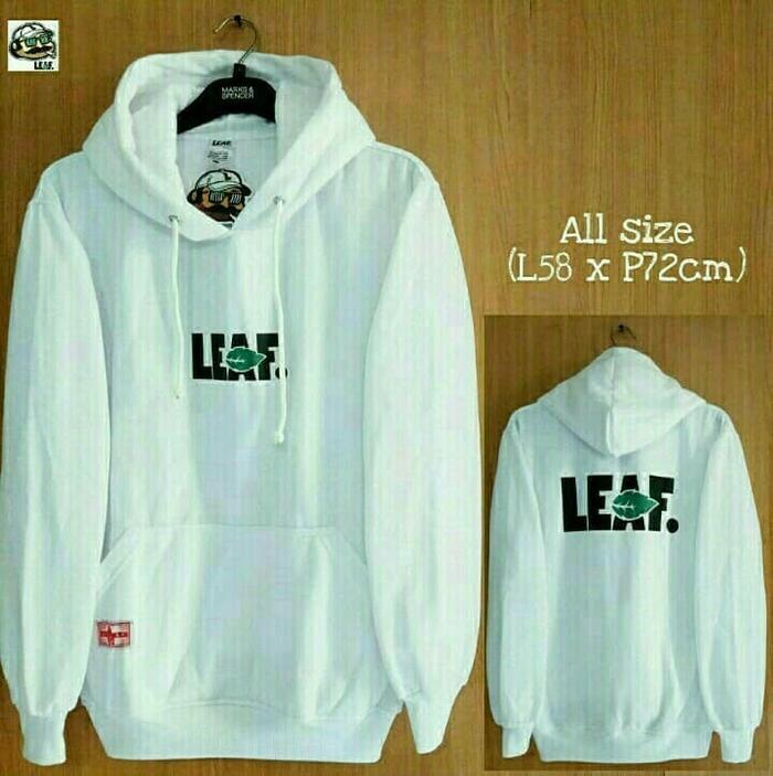leaf hoodie jaket - sweater white calm leaft sweater jaket