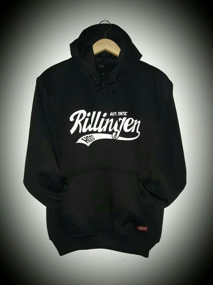 jaket rillingen black hoodie - sweater hitam distro - jaket sweater