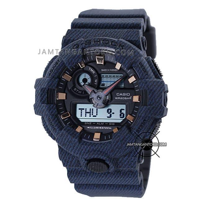 Jam Casio G Shock GA-700DE-1A Denim Jeans Biru GA700 Original Ori BM