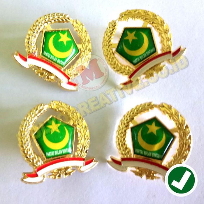 Pin Partai Bulan Bintang - Logam Kuningan - Bentuk Padi Kapas