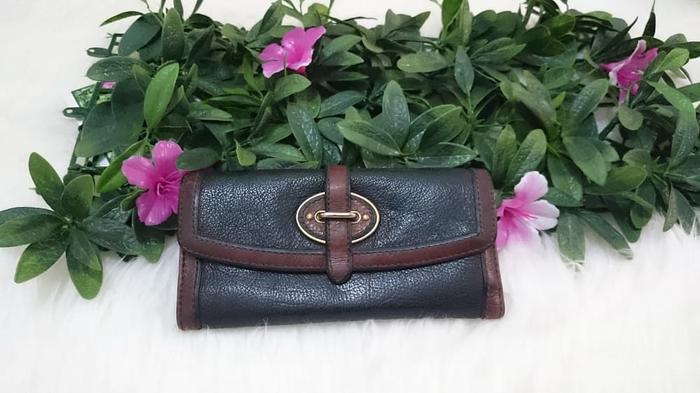 IdolaBags- TAS PRELOVED/SECOND FOSSIL ORI VRI 3 FOLD LONG WALLET BLACK