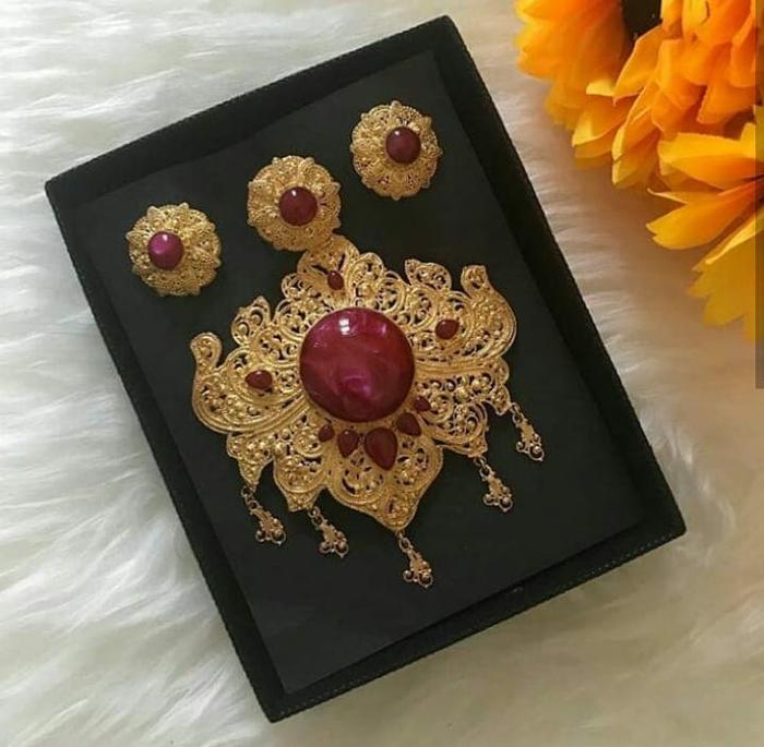SET BROS ALPAKA AKSESORIS KEBAYA BALI (MATA BROS MERAH) BA 16