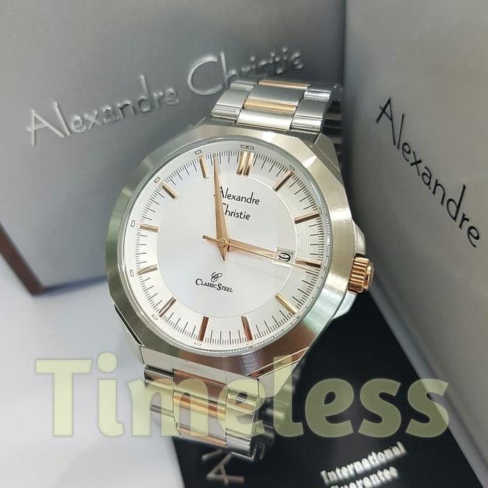 jam tangan pria alexandre christie ac 8596 MD Silver Rosegold