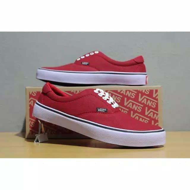 sepatu sneaker vans maroon merah cabe polos