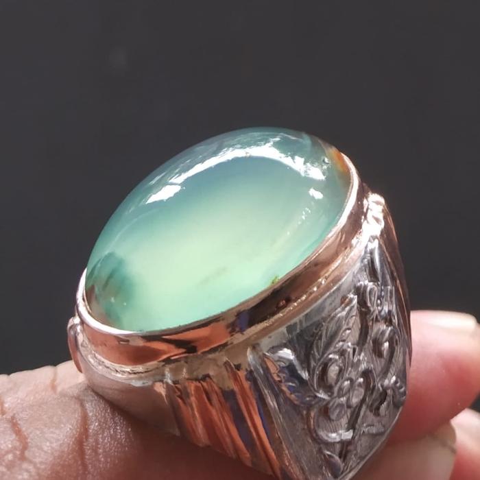 batu hijau garut kristal asli serat kayu emban perak