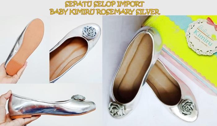 SEPATU SELOP IMPORT BABY KIMIRU ROSEMARY SILVER FLAT SHOES SILVER