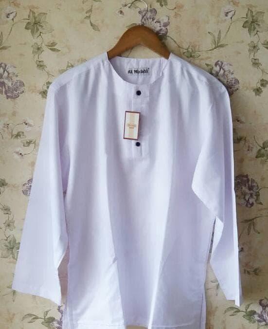 Best Seller Baju Koko Putih Polos Tanpa Krah Al Mahdi - Putih, M