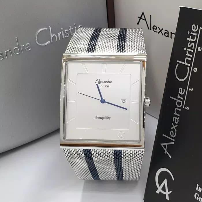 Jam Tangan Pria alexander cristie original ac8333 silver blue