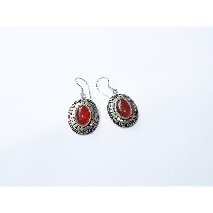 Anting Perak Red Stone Jawan Geplak