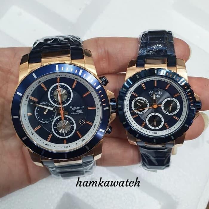 Jam Tangan Pasangan - Couple Alexander Christie ac6141 blue rose gold