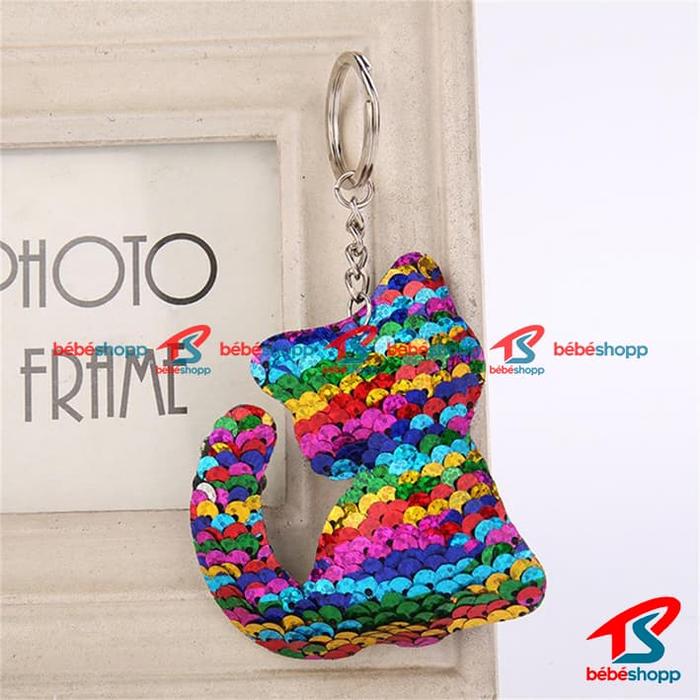 KEYCHAIN - Gantungan Kunci Mobil Tas Handphone Cute Cat Kucing Payet