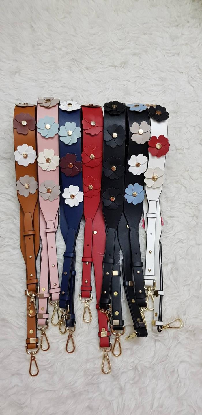 Bag Strap Adjustable MK bunga flower PU Leather Tali Tas Pendek