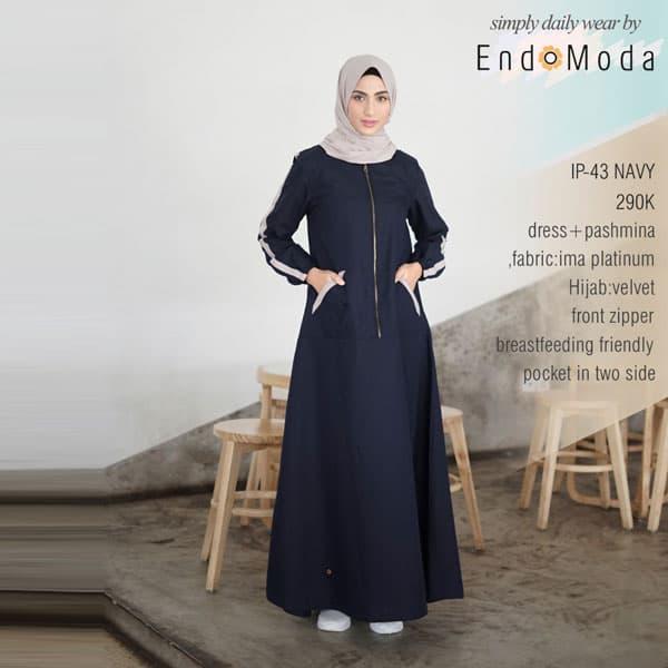 DRESS SET JILBAB - ENDOMODA EN-IP 43 - GAMIS POLOS KATUN IMA ORIGINAL