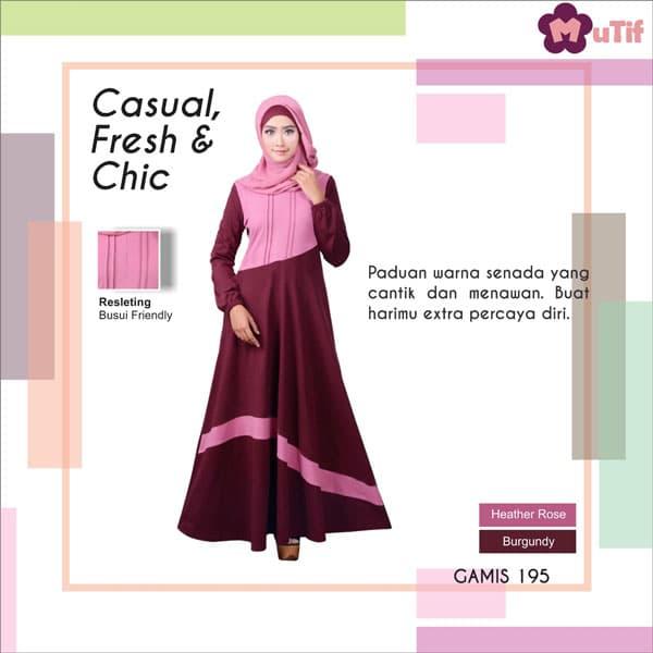 GAMIS CASUAL KAOS COMBED - MUTIF M-195 Burgundy β Heather Rose