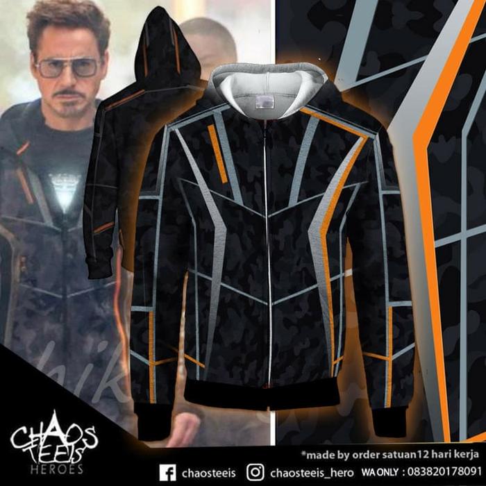 jaket hoodie tony stark avengers infinity war fullprint