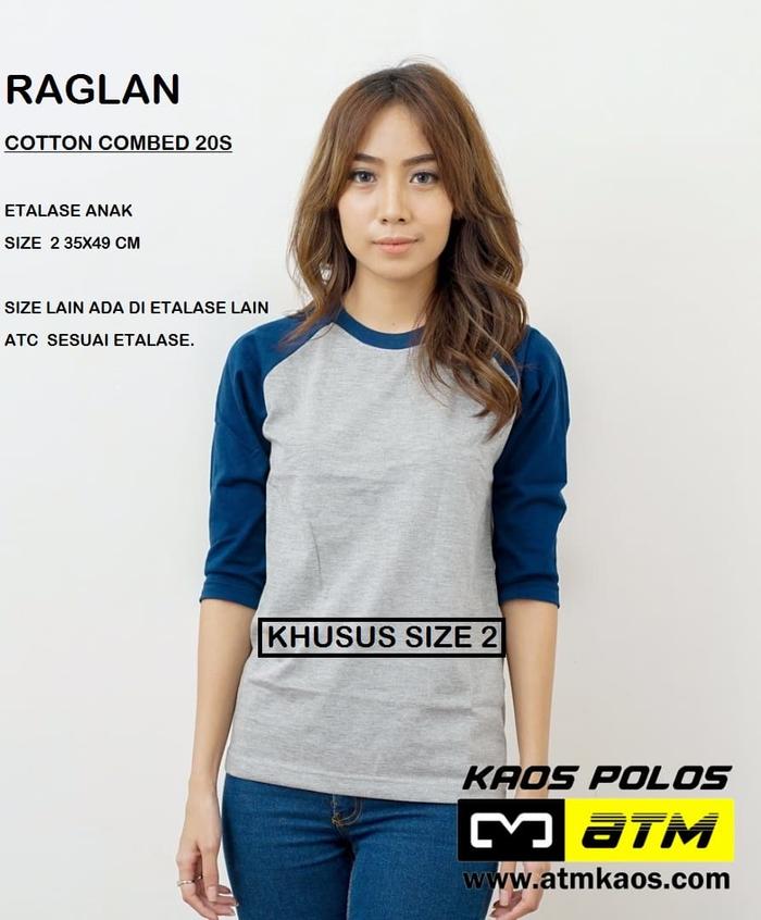 Kaos Polos Cotton Combed 20s Raglan Anak Size 2