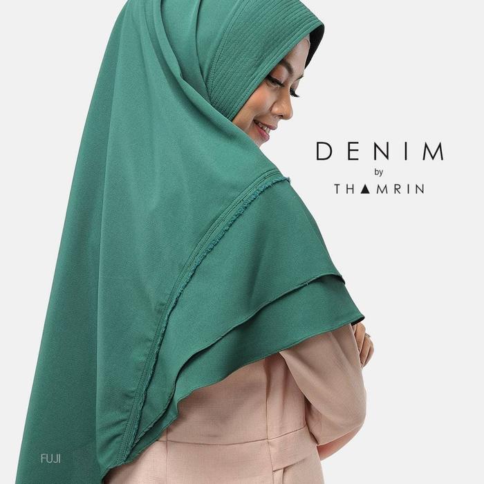 KHIMAR JILBAB HIJAB INSTAN POLOS SYARI PED PET ANTEM DENIM BY THAMRIN