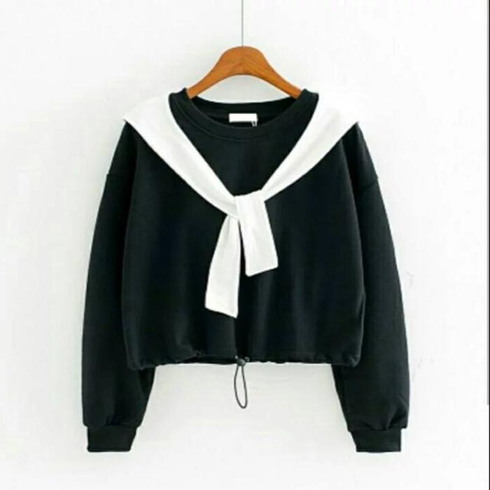 Vshop91jkt - Fashion Wanita Sw Crop Syal Baju Croptop Baju Korea
