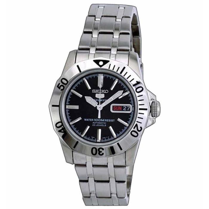 Seiko 5 SNZF75 Full Silver Black SNZF75K1 Original