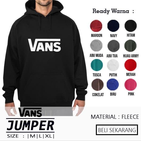 JAKET SWEATER VANS HITAM HOODIE JUMPER M L XL PRIA WANITA KEREN