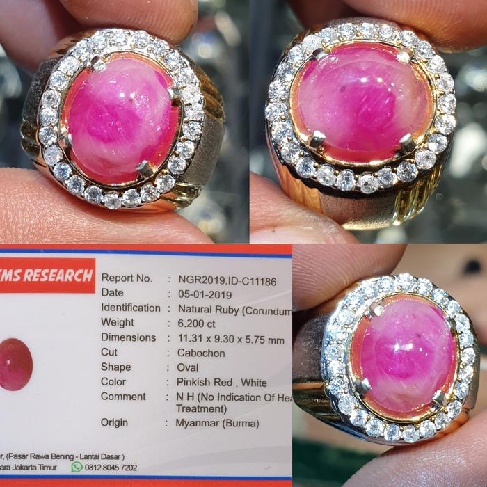 Batu Windusare Ruby Burma Myanmar Belang Merah Putih Memo 6.200 crt