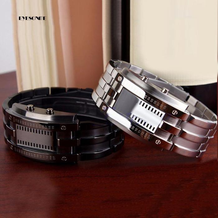 EYe? Jam Tangan Gelang LED Binary Bahan Stainless