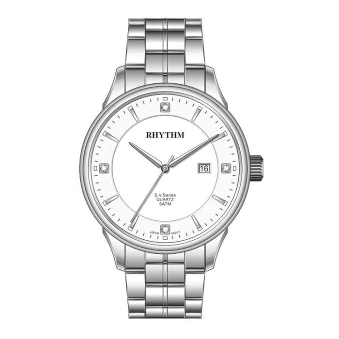 Jam Tangan Pria Wanita Unisex Rantai Silver Putih RHYTHM GS1608S01
