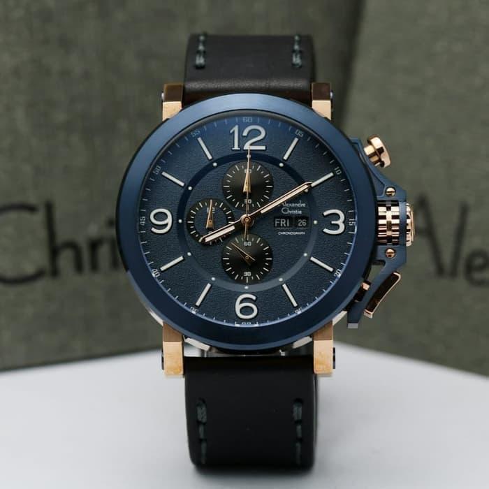 Jam Tangan Pria Alexandre Christie AC 6281MC Blue Rose Gold ORIGINAL