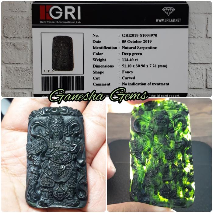 Natural Serpentine 114.40 ct - Black Jade - Memo GRI lab.