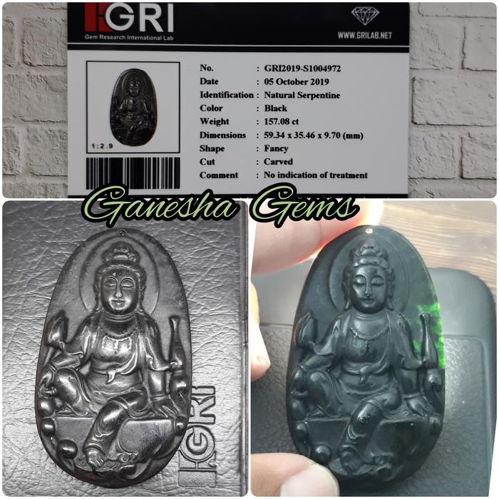 Natural Serpentine 157.08 Ct - Black Jade - Memo GRI lab