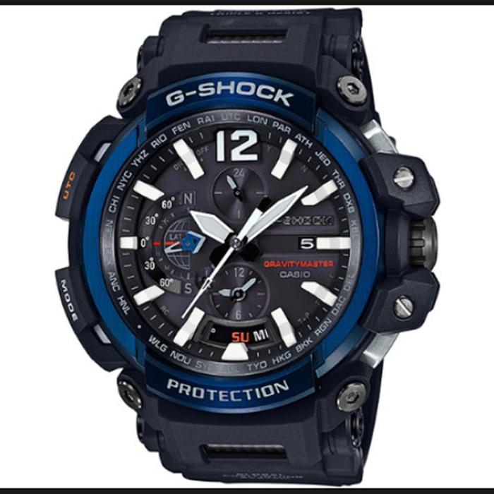 JAM TANGAN PRIA CASIO G-SHOCK ORIGINAL GRAVITYMASTER ANALOG DIGITAL BLACK BLUE RESIN GPW-2000-1A2 CA