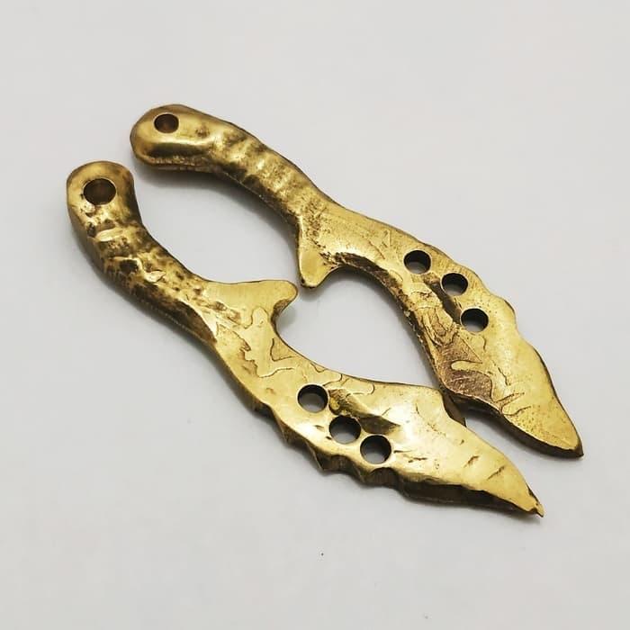 Liontin Bandul Kalung Unik Kujang Mini Kuningan Emas