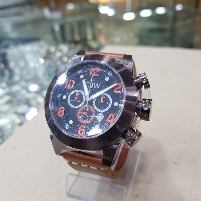 cuci gudang jam tangan original pria CJW brown strap