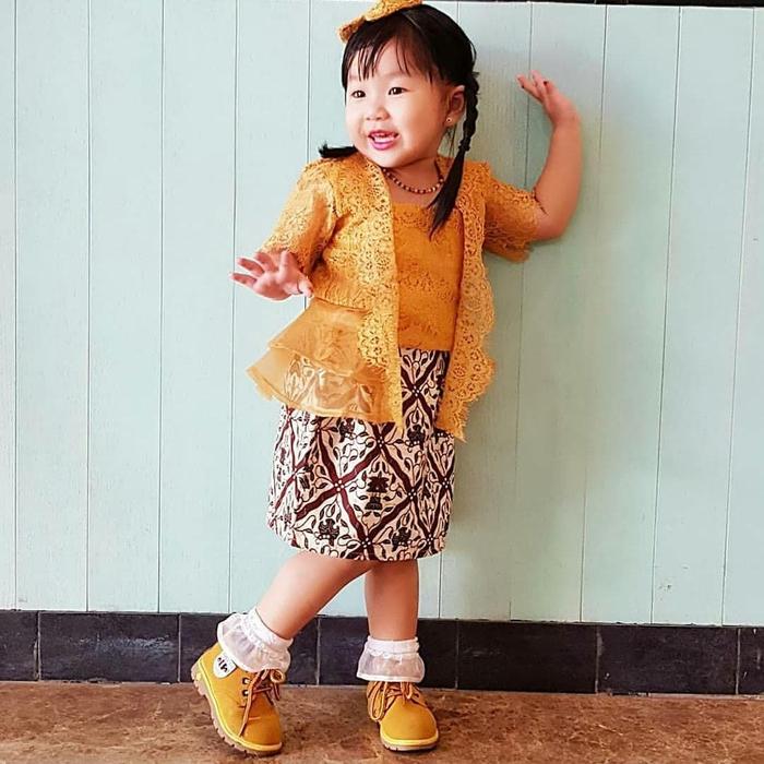 Kebaya Brokat Batik Organza | Kebaya Brokat Anak | Kebaya Batik Anak