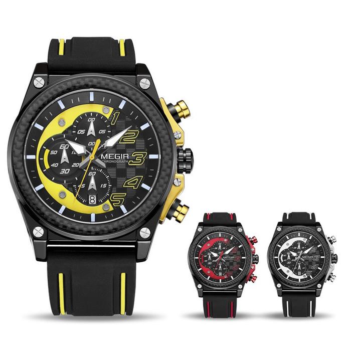 MEGIR Jam Tangan Pria Silikon ORIGINAL Olahraga Analog Quartz 2051G