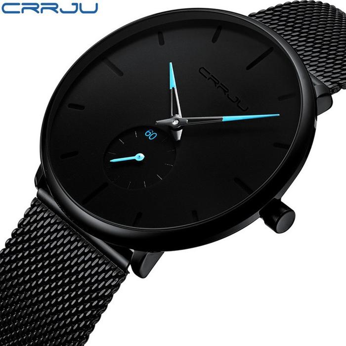 CRRJU Jam Tangan Kuarsa Jala Sabuk Pria 2150