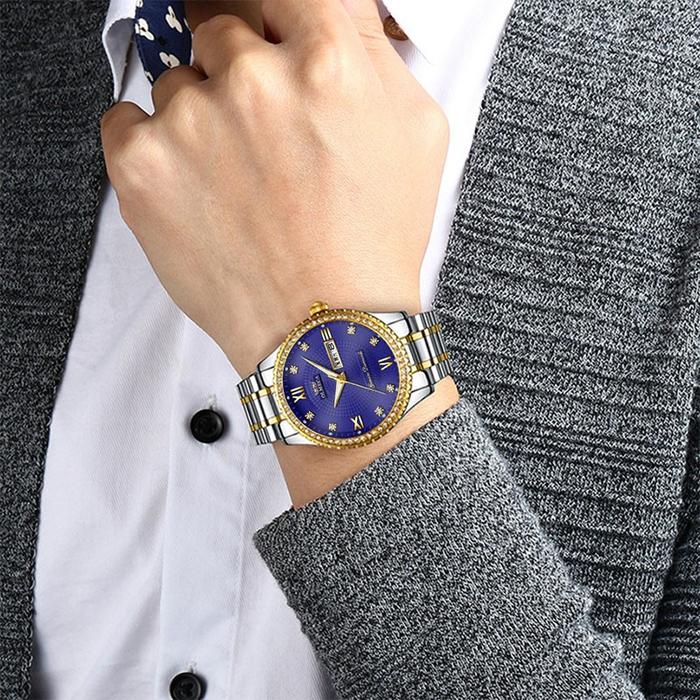 OLMECA Steel Belt Jam Tangan Pria Luminous Quartz Watch