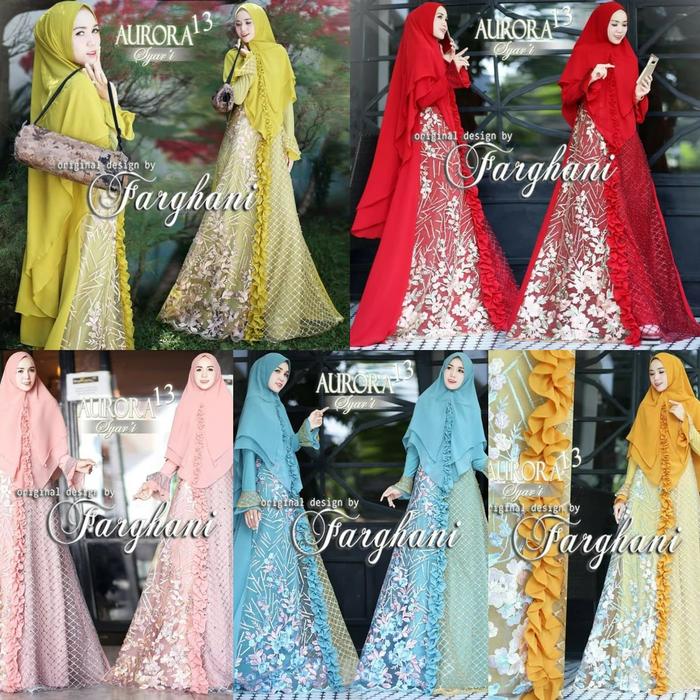 Gamis Syari Brokat Aurora 13 by Farghani. Dress Pesta. Gaun Pengantin