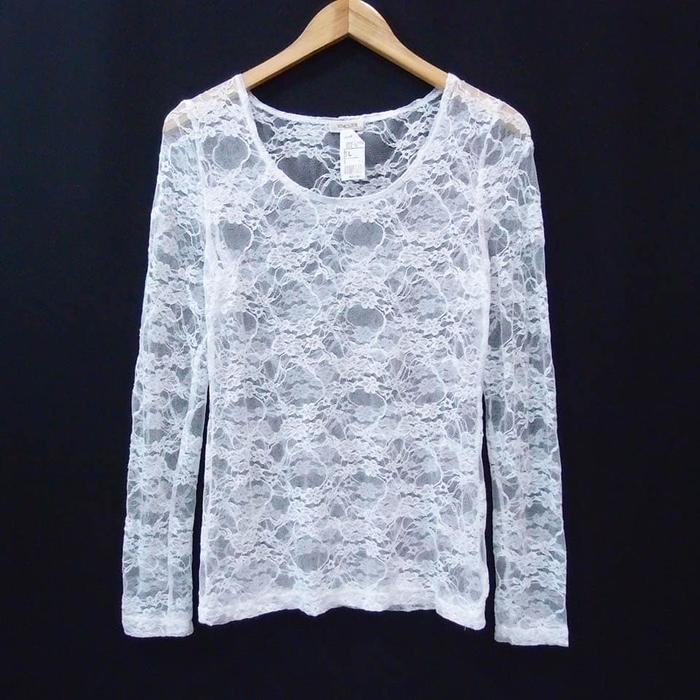 CD206 SIZE L WHITE LACE BAJU PREMIUM BRANDED HIGH QUALITY BAGUS IMPOR