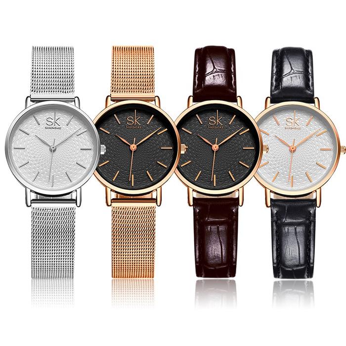 SHENGKE Stainless Steel / Leather Women's Watch Waterproof Casual