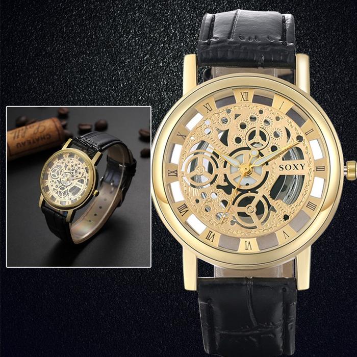SOXY Jam Tangan Pria Wanita Fashion Casual Faux Leather Quartz