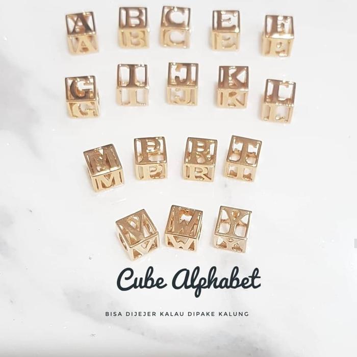 LIONTIN EMAS HURUF ALPHABOX ALPHABET MODEL KUBUS - HURUF B F J R