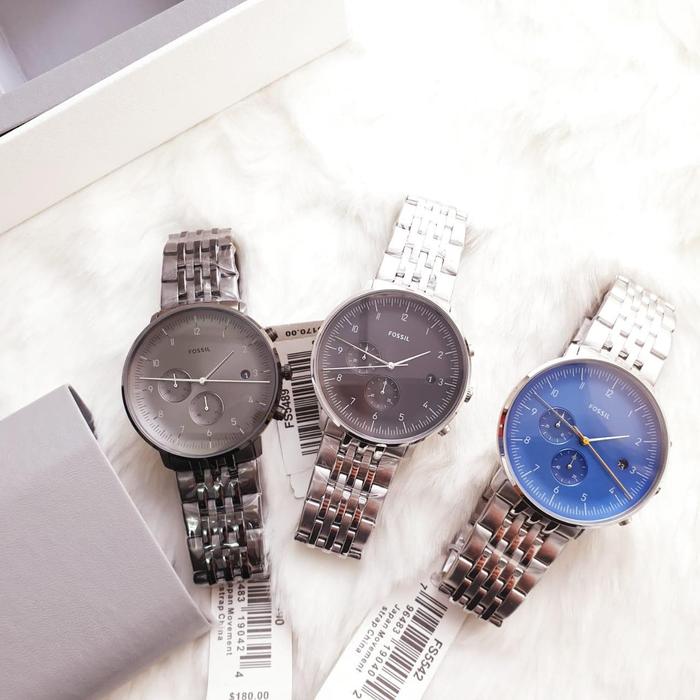 Jam Tangan Pria Merek Fossil FS 5490 Silver Original 4 4cm