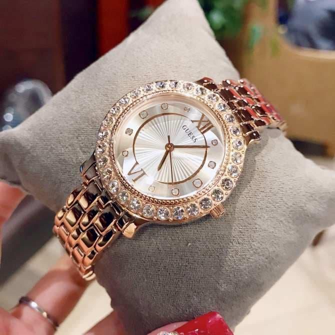 Jam Tangan Wanita Merek New Guess W1083L2 RoseGold Original 3.6cm