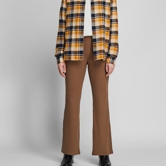 uniqlo woman celana flare rib/uniqlo flare rib pants/uniqlo/celana