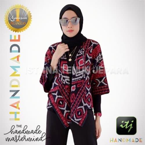 Blazer Batik Wanita Gaya Kain Tenun Ikat Blanket Motif Ende NTT