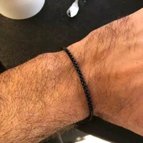 Gelang Rantai Hitam Kecil Titanium Black Pria Cowok
