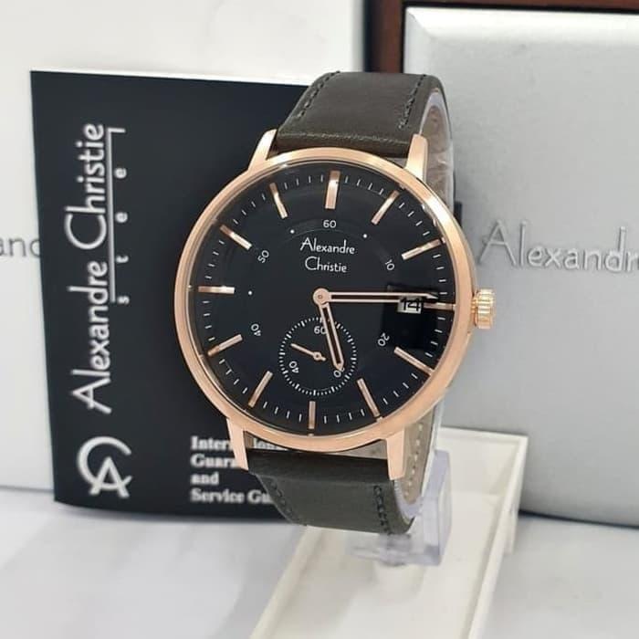 Jam Tangan Pria Alexandre Christie Original AC6545 Black Rosegold